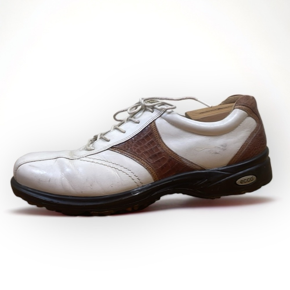 Ecco Men’s White & Cognac Golf Shoes Size 44
